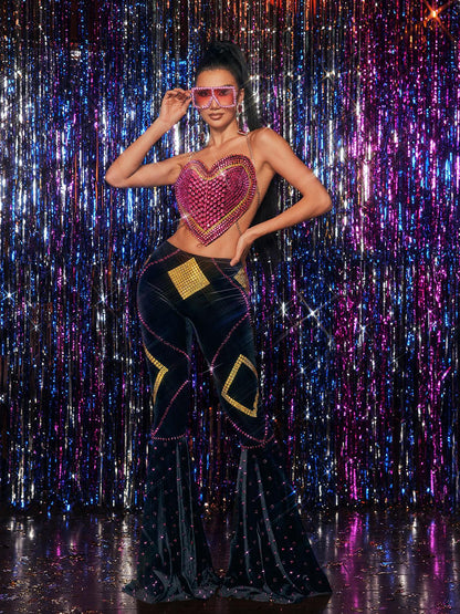 Clea Heart Crystal Pants Set