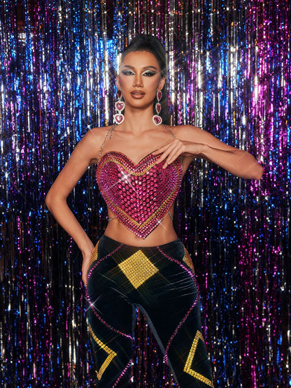 Clea Heart Crystal Pants Set