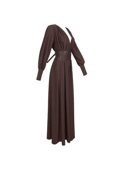 Cosmo V Neck Belted Maxi Dress