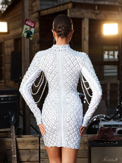 Crython Long Sleeve Embellished Mini Dress