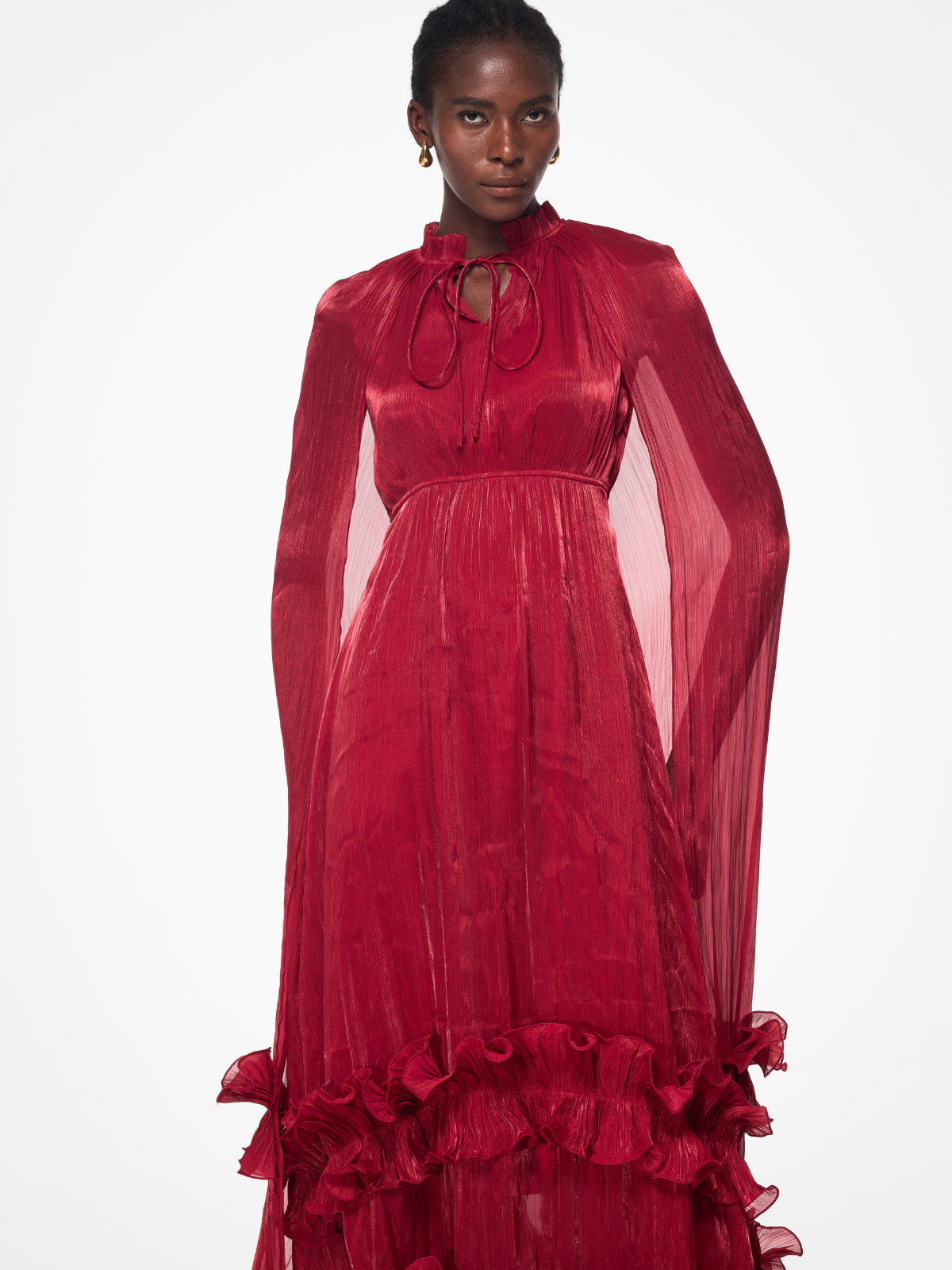 Itziar Shawl Ruffle Maxi Dress