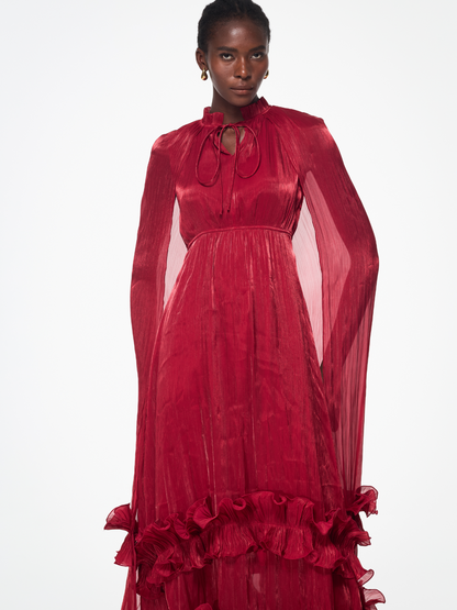 Itziar Shawl Ruffle Maxi Dress