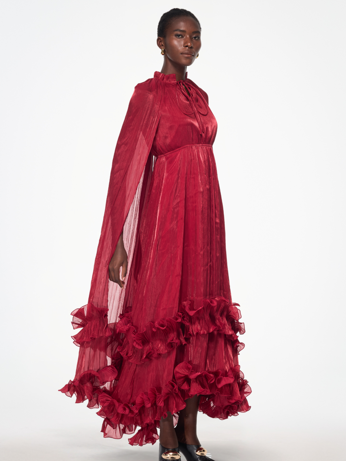 Itziar Shawl Ruffle Maxi Dress