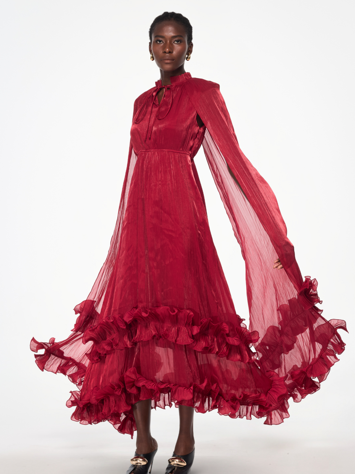 Itziar Shawl Ruffle Maxi Dress