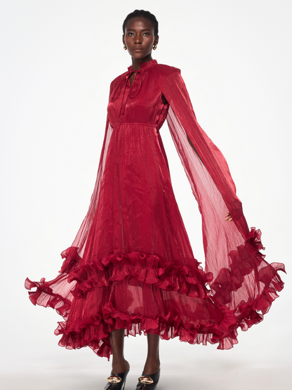 Itziar Shawl Ruffle Maxi Dress