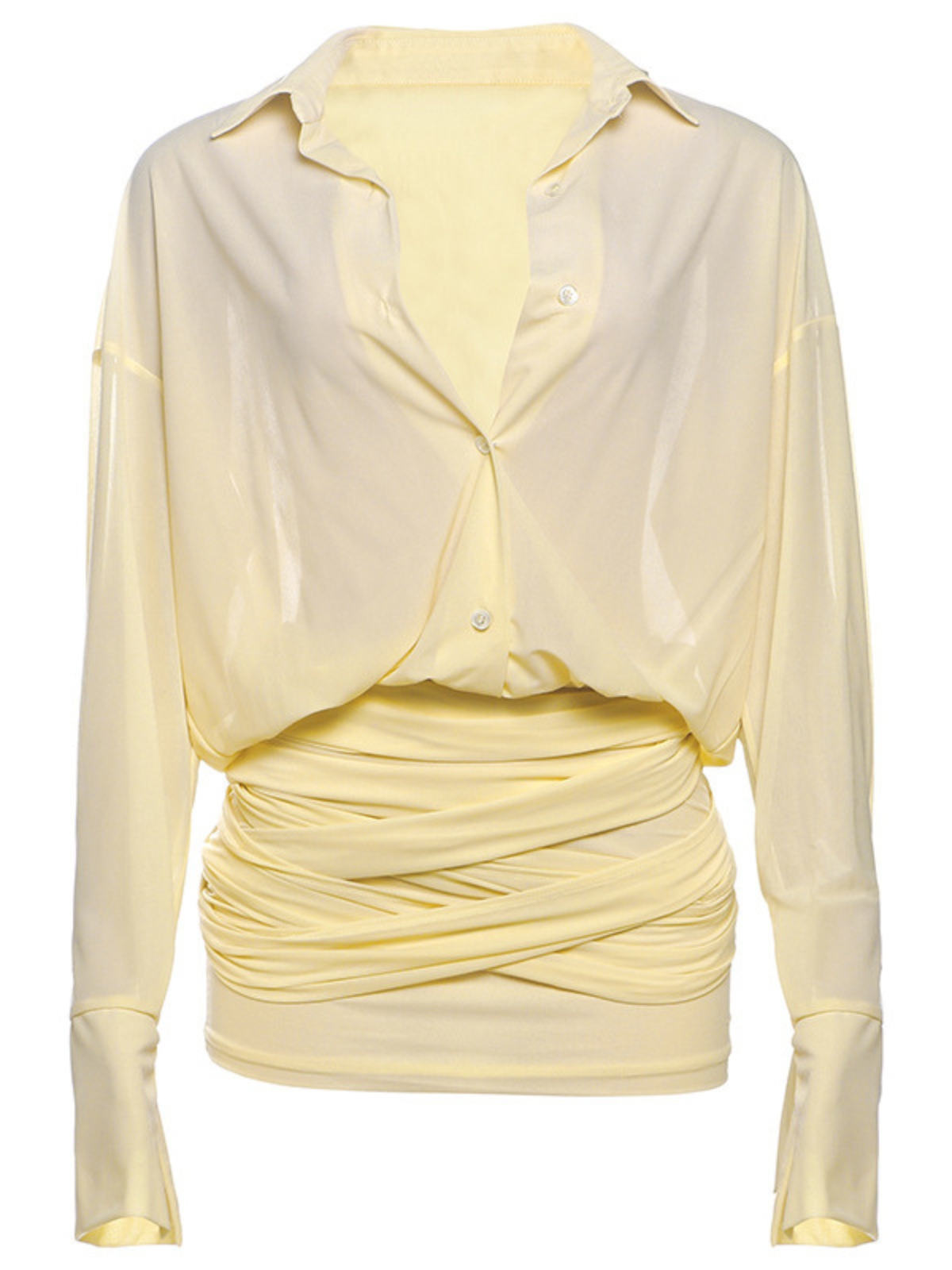 Daelthar Folded Collar Ruched Mini Dress