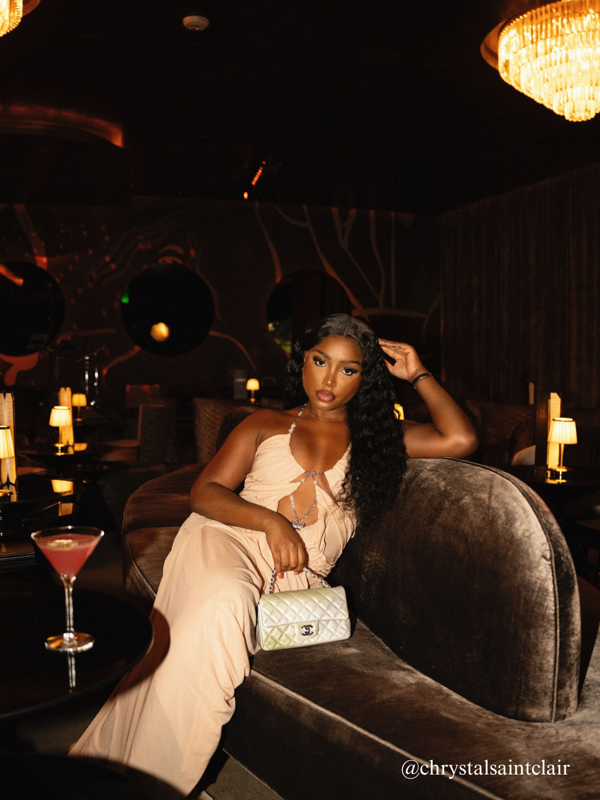 Daiki Halterneck Ruched Maxi Dress In Apricot