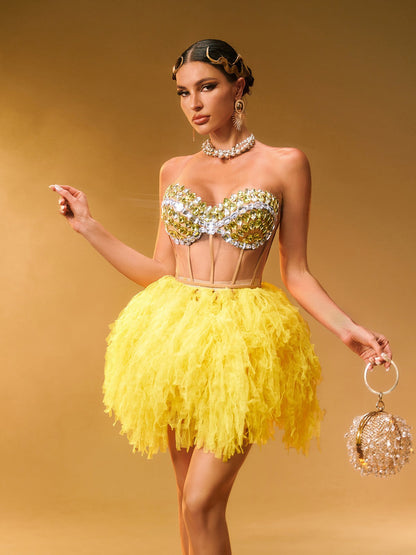 Dakan Strapless Corset Tulle Skirt Set