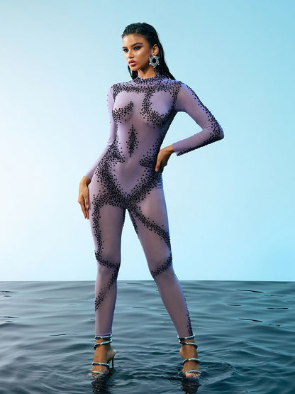 Dasani Printed Rhinestone Jumpsuit