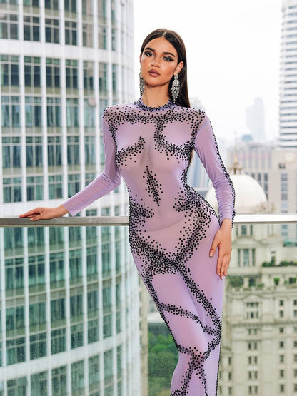 Dasani Printed Rhinestone Maxi Dress