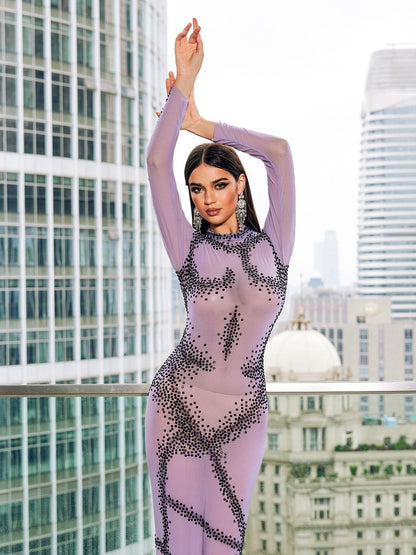 Dasani Printed Rhinestone Maxi Dress