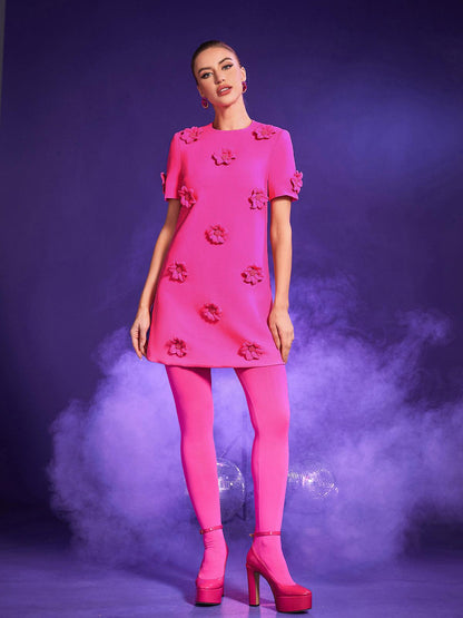 Dashiell Short Sleeve Floral Embellished Mini Dress