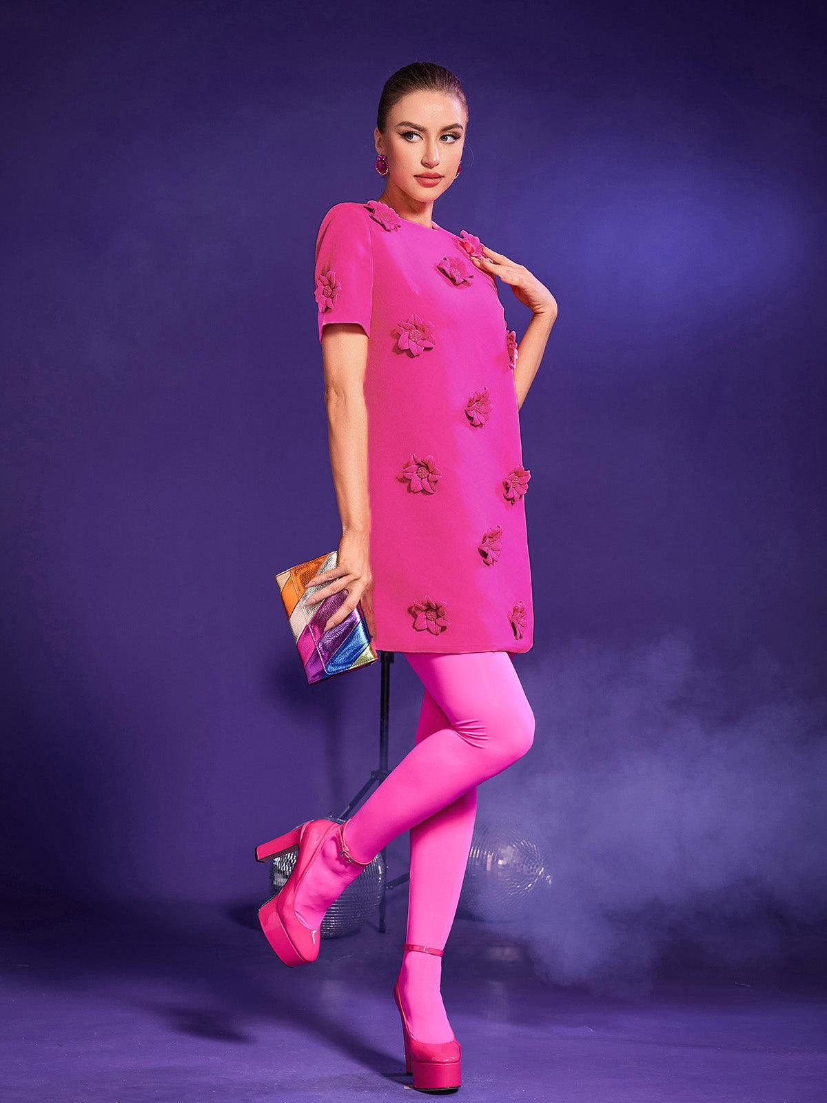 Dashiell Short Sleeve Floral Embellished Mini Dress