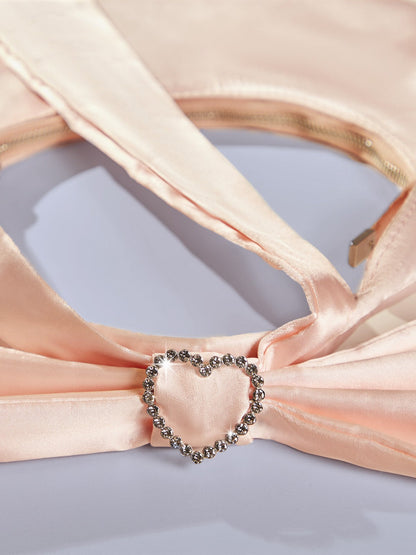 Davey Bow Heart Satin Bag