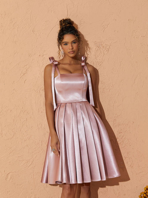 Deidra Satin Pleated Dress