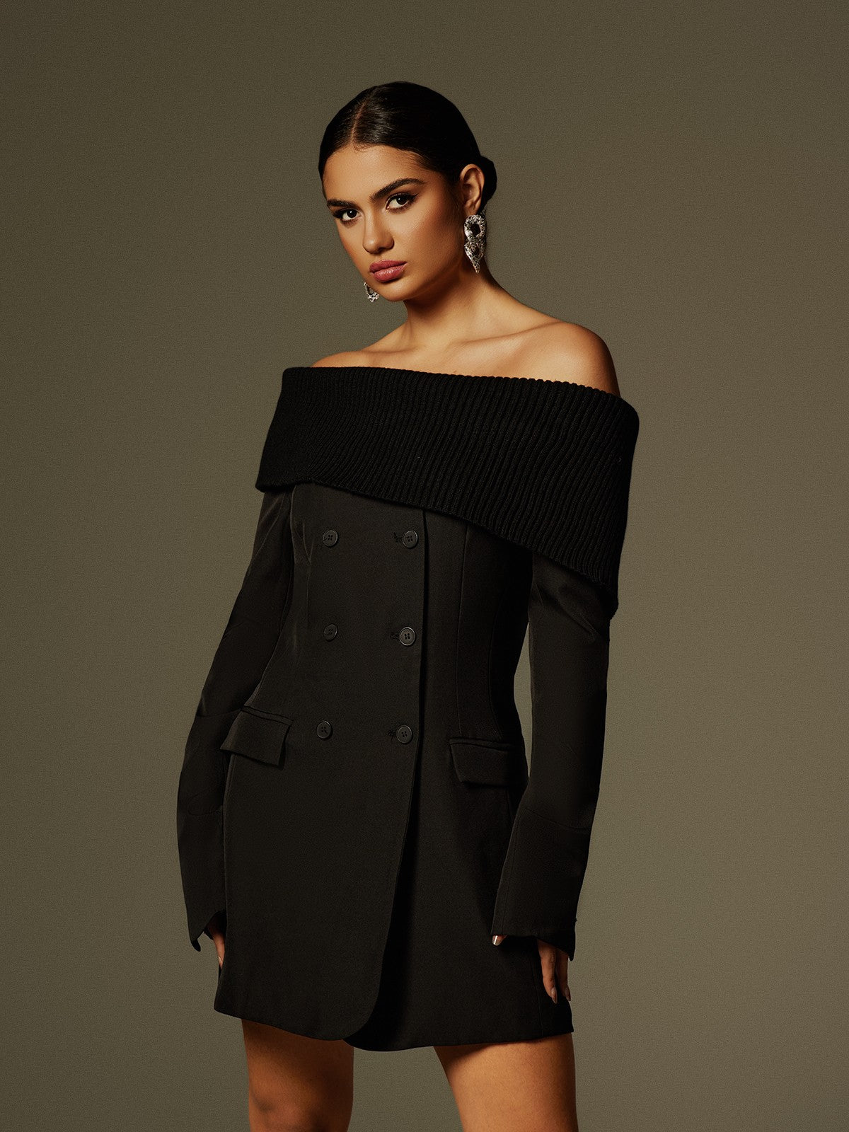 Dexter Long Sleeve Button Up Blazer Dress