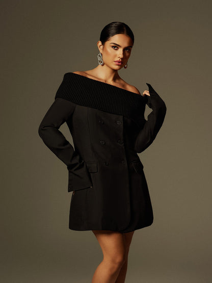 Dexter Long Sleeve Button Up Blazer Dress