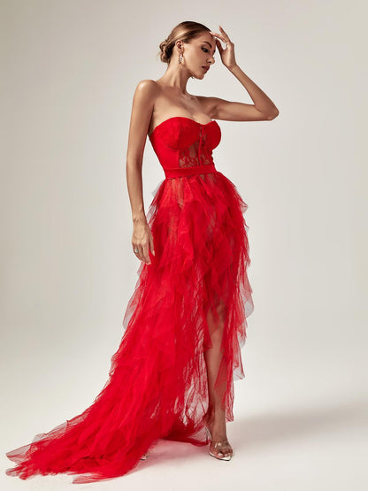 Dorothy Tulle Maxi Dress In Red
