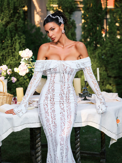 Ector Off Shoulder Lace Maxi Dress