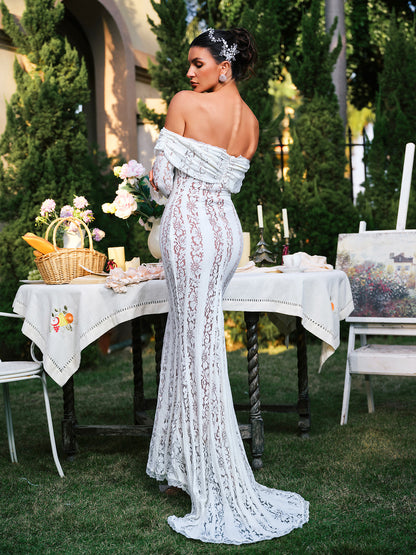 Ector Off Shoulder Lace Maxi Dress