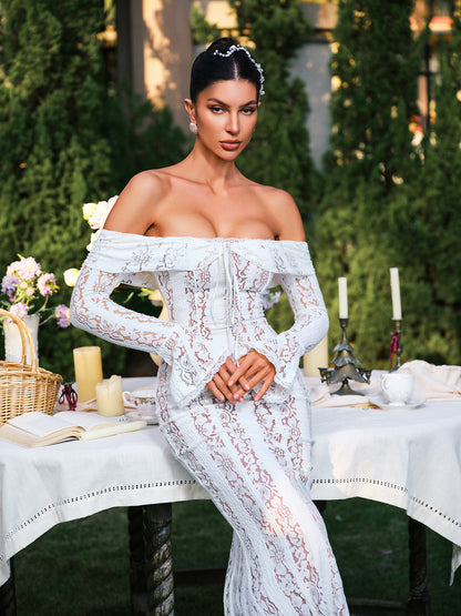 Ector Off Shoulder Lace Maxi Dress