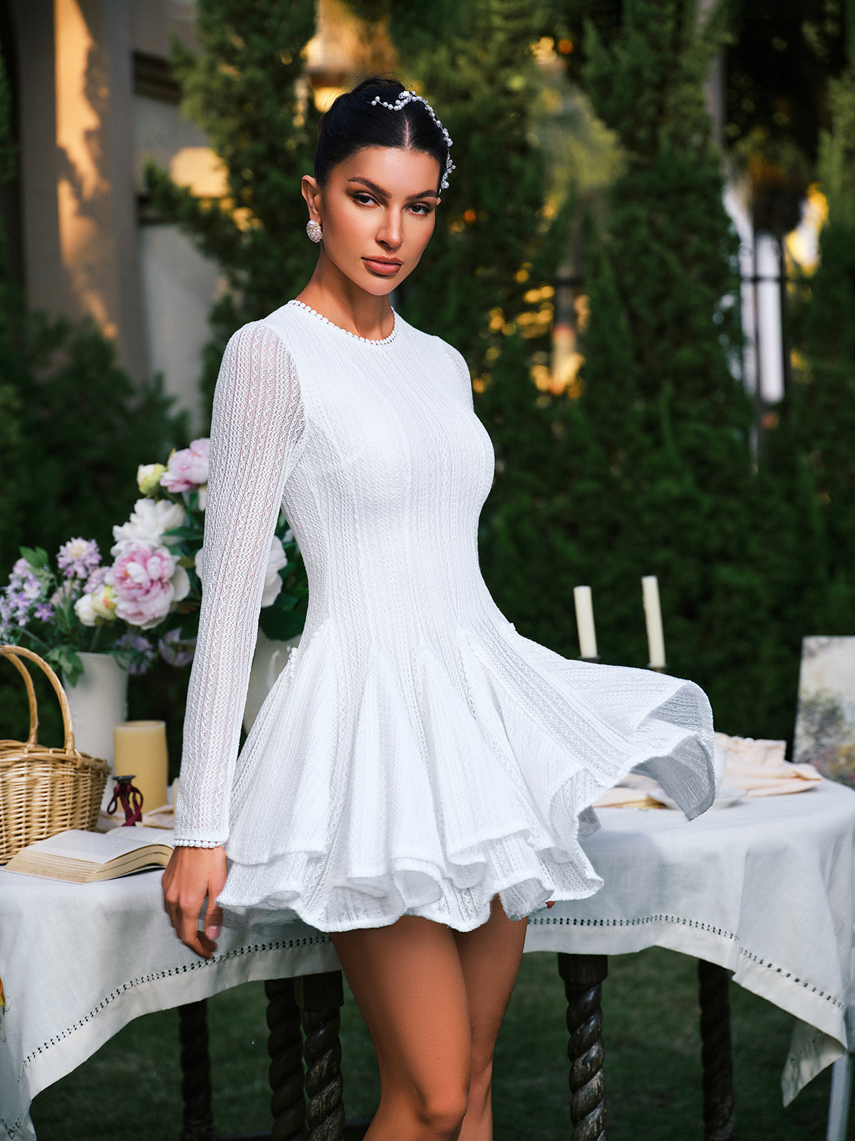 Edyta Long Sleeve Ruffle Mini Dress