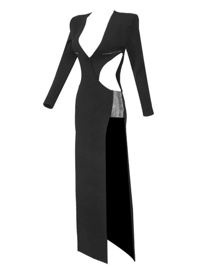 Elettra Cutout Crystal Split Bandage Dress
