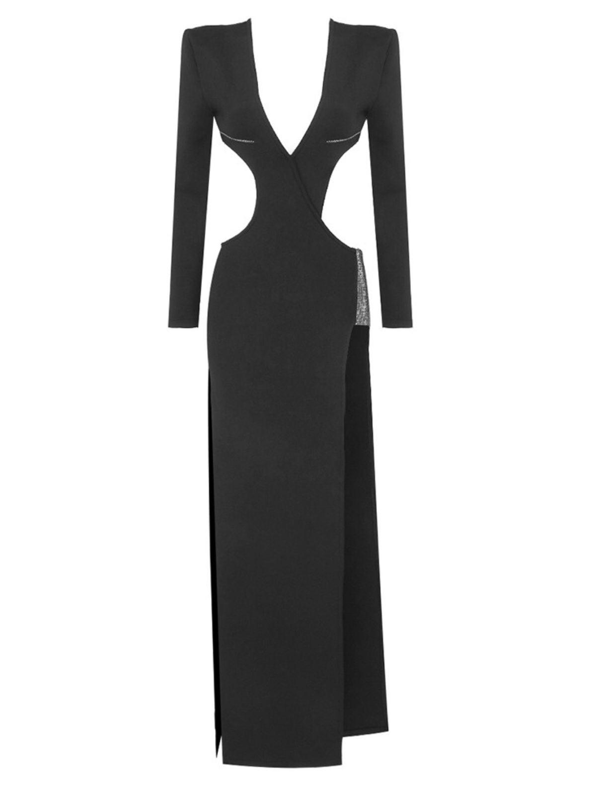 Elettra Cutout Crystal Split Bandage Dress