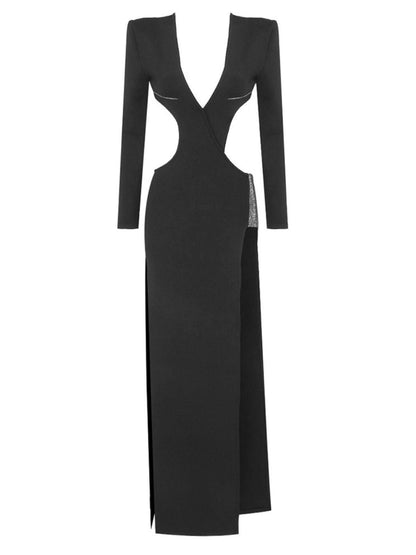Elettra Cutout Crystal Split Bandage Dress