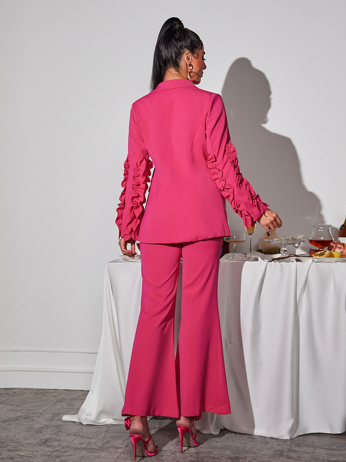 Ellasyn Long Sleeve Ruffle Pants Set