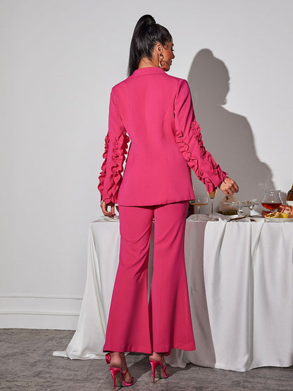 Ellasyn Long Sleeve Ruffle Pants Set