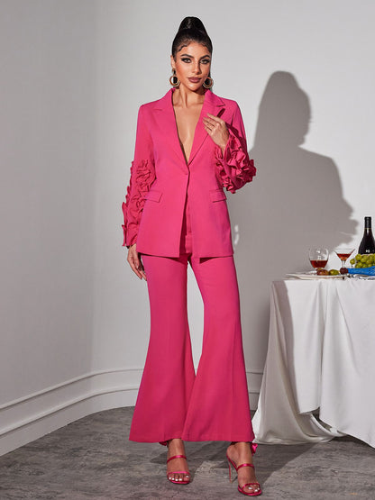 Ellasyn Long Sleeve Ruffle Pants Set