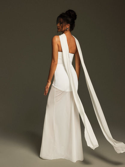 Emine Strapless Draped Bandage Maxi Dress