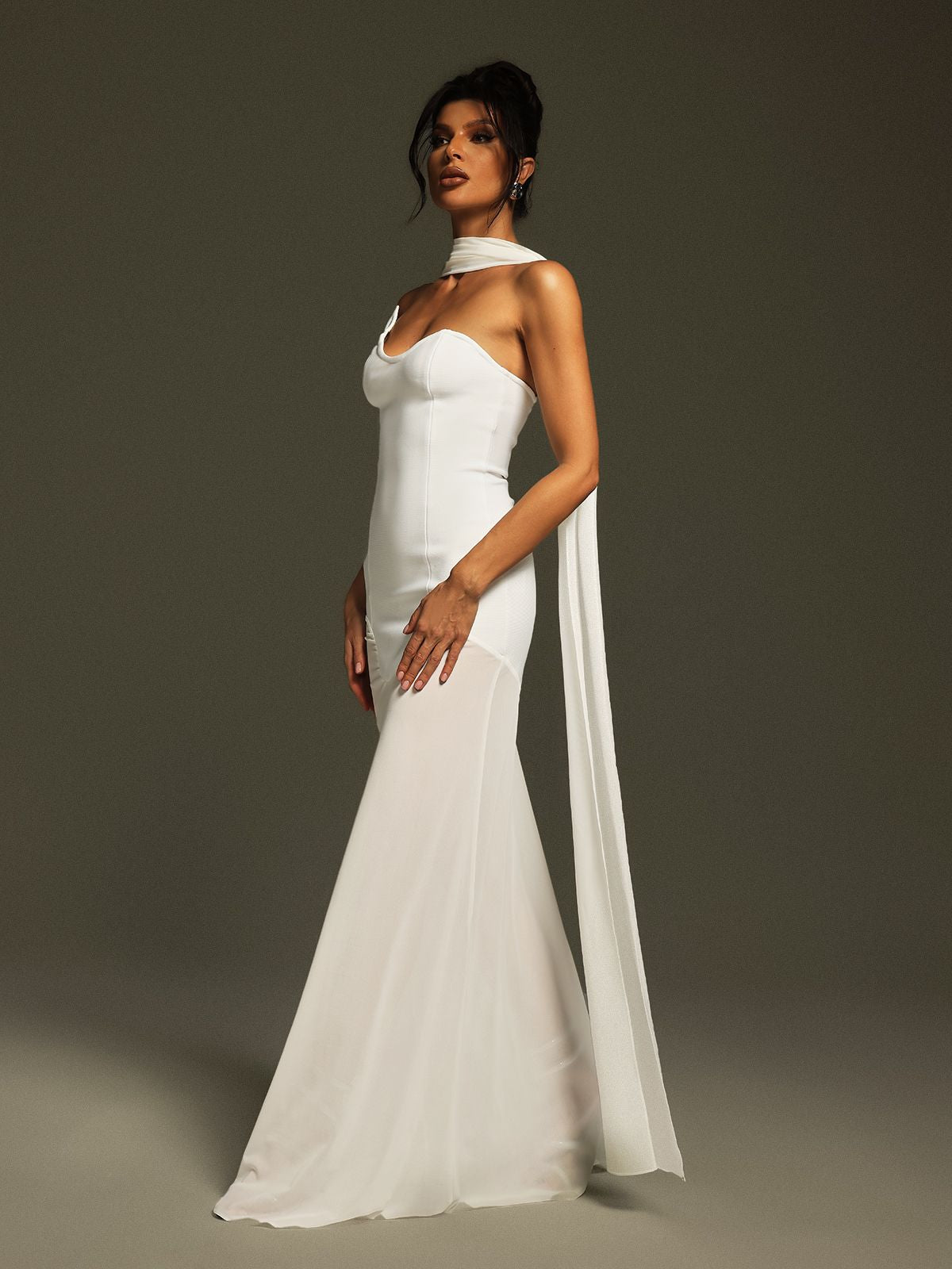 Emine Strapless Draped Bandage Maxi Dress