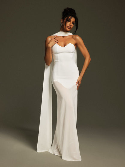 Emine Strapless Draped Bandage Maxi Dress