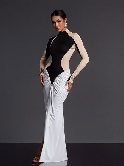 Emmly Long Sleeve Ruched Split Maxi Dress