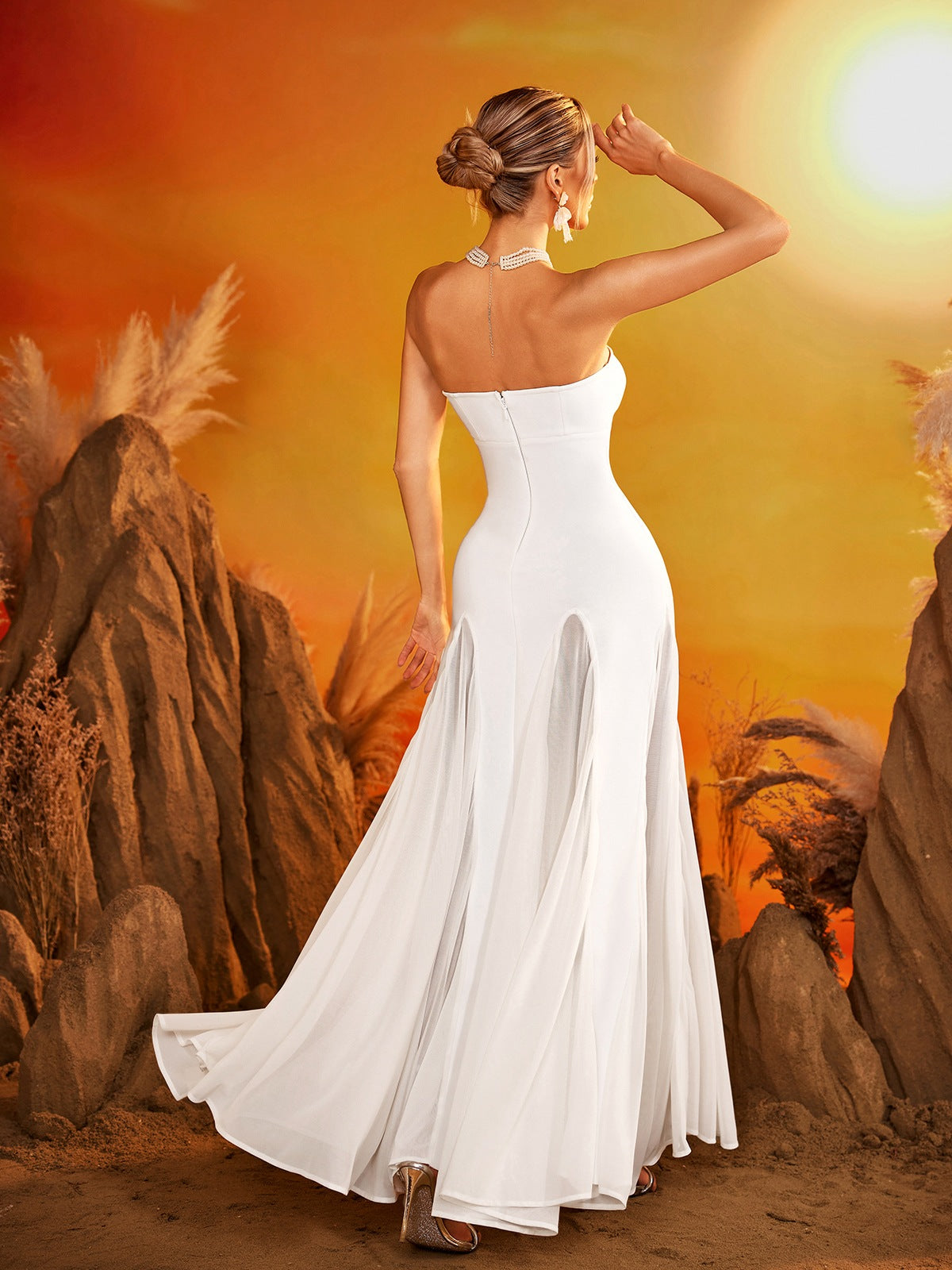 Eryxar Strapless Bandage Maxi Dress