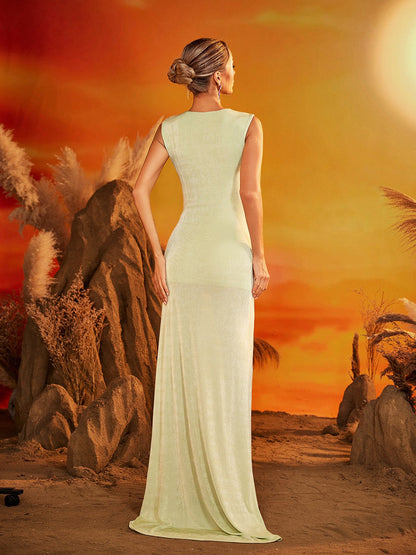 Evryssa Cutout Ruched Flower Maxi Dress