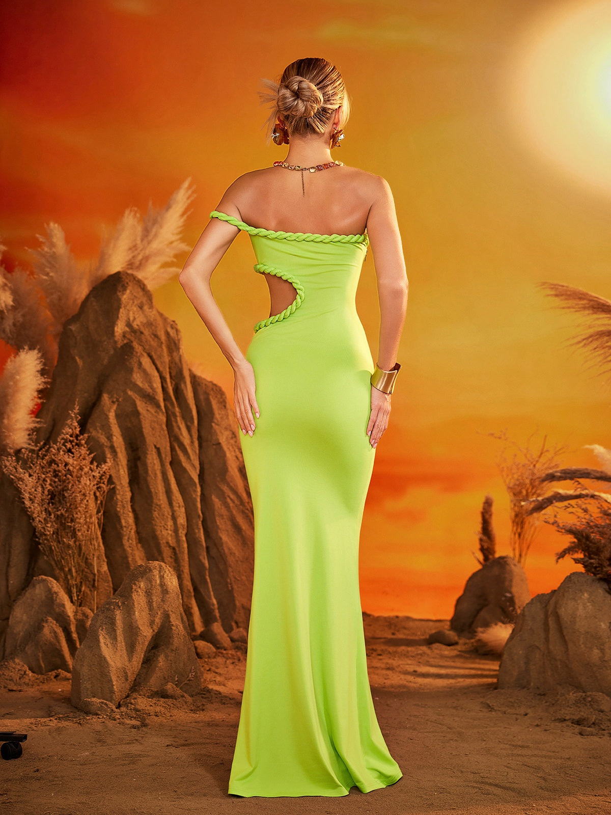 Ezriel One Shoulder Cutout Maxi Dress