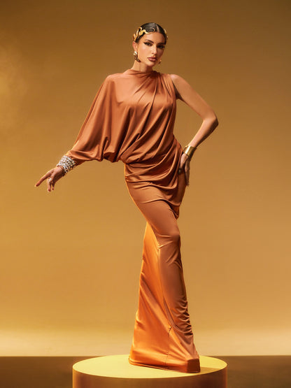 Cualli One Shoulder Rhinestone Maxi Dress