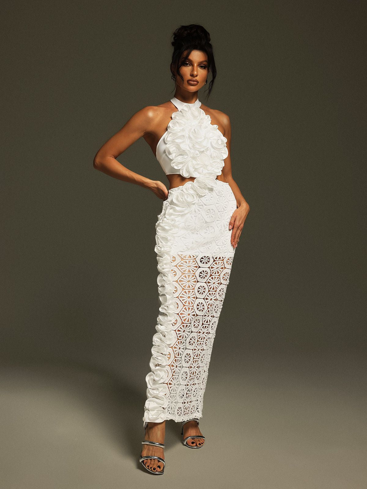 Festus Halterneck Cutout Bandage Maxi Dress