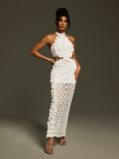 Festus Halterneck Cutout Bandage Maxi Dress