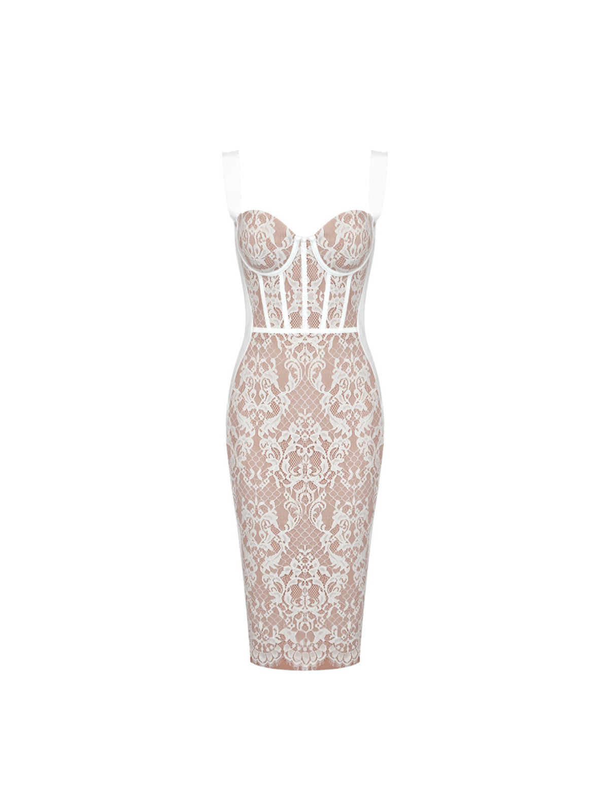 Finbar Lace Bandage Dress In White