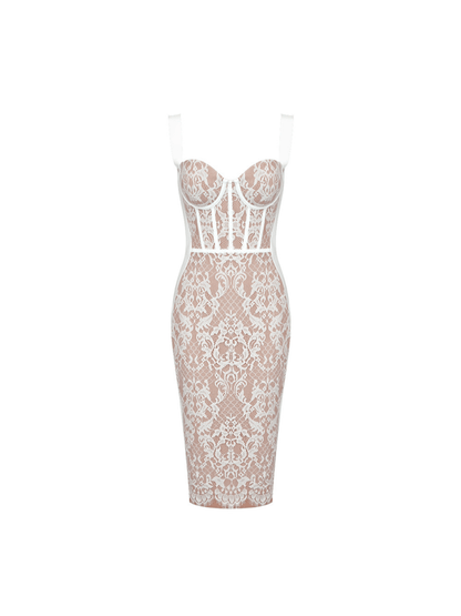 Finbar Lace Bandage Dress In White