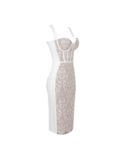 Finbar Lace Bandage Dress In White