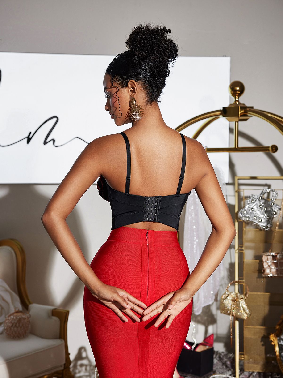 Fivika Spaghetti Flower Bustier Top