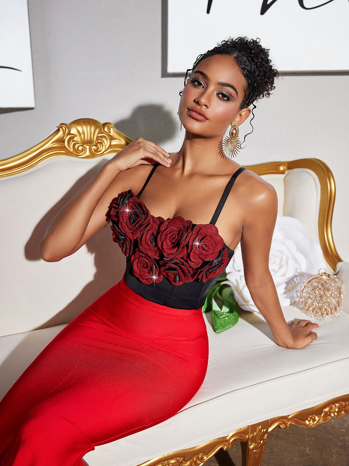 Fivika Spaghetti Flower Bustier Top