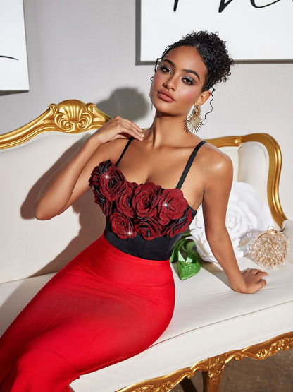 Fivika Spaghetti Flower Bustier Top