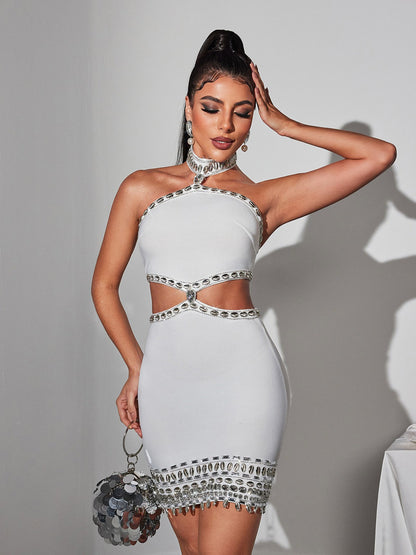 Fritz Rhinestone Shell Bandage Mini Dress