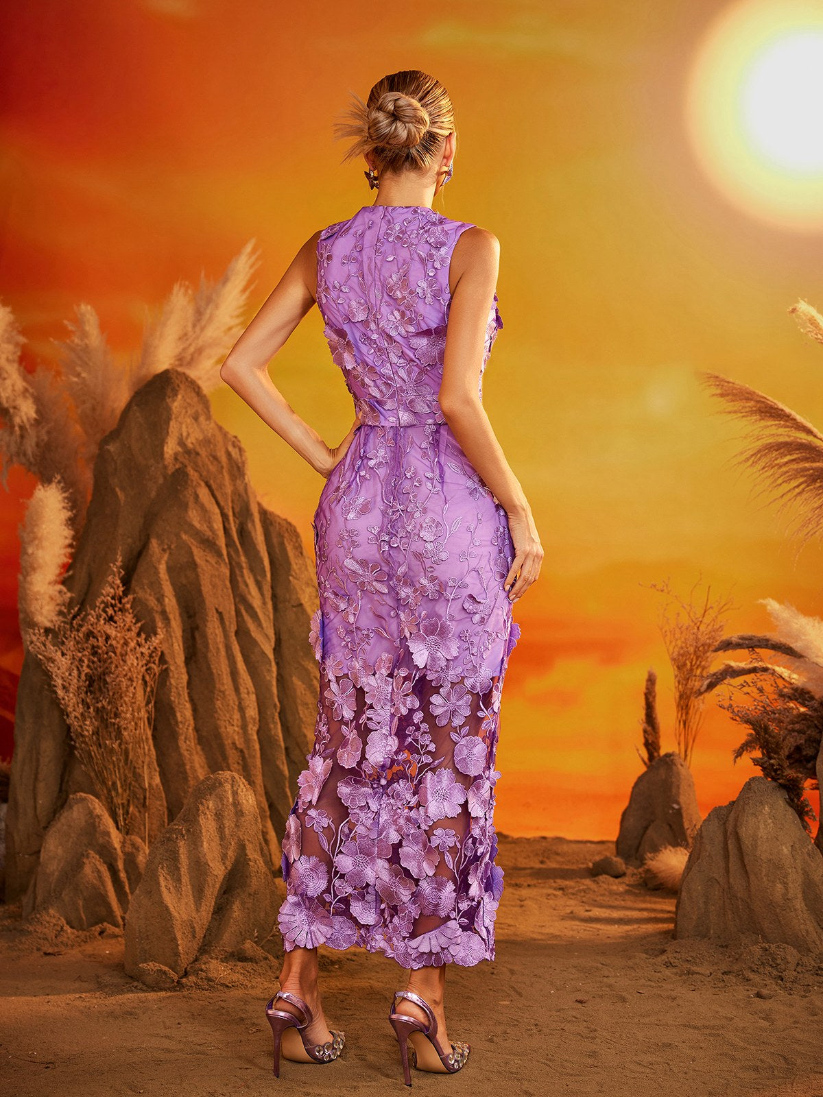 Fyrviel V Neck Flower Maxi Dress